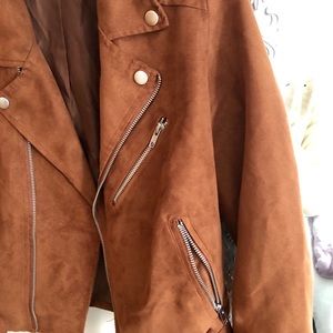 Faux suede biker jacket